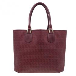 مملوكة مسبقًا Fendi Red Zucchino Spalmati Drawstring Top Tote