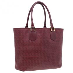 مملوكة مسبقًا Fendi Red Zucchino Spalmati Drawstring Top Tote