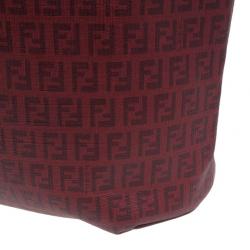 مملوكة مسبقًا Fendi Red Zucchino Spalmati Drawstring Top Tote