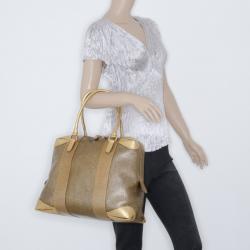مملوكة مسبقًا Fendi Bronze Metallic Leather 'B.Mix' Large Bowler Bag
