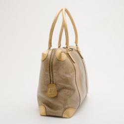 مملوكة مسبقًا Fendi Bronze Metallic Leather 'B.Mix' Large Bowler Bag