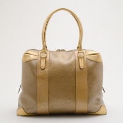مملوكة مسبقًا Fendi Bronze Metallic Leather 'B.Mix' Large Bowler Bag