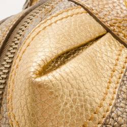 مملوكة مسبقًا Fendi Bronze Metallic Leather 'B.Mix' Large Bowler Bag