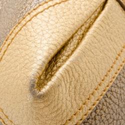 مملوكة مسبقًا Fendi Bronze Metallic Leather 'B.Mix' Large Bowler Bag