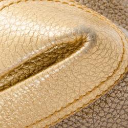 مملوكة مسبقًا Fendi Bronze Metallic Leather 'B.Mix' Large Bowler Bag