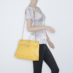 Fendi Yellow Maxi Borsa Vitello Baguette Shoulder Bag 