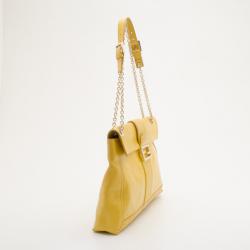 Fendi Yellow Maxi Borsa Vitello Baguette Shoulder Bag 