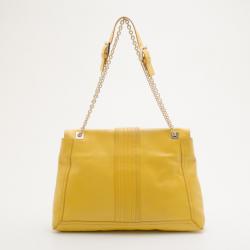 Fendi Yellow Maxi Borsa Vitello Baguette Shoulder Bag 
