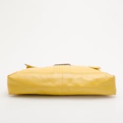 Fendi Yellow Maxi Borsa Vitello Baguette Shoulder Bag 