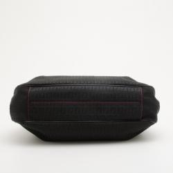 Pre Owned Fendi Black And Pink Zucchino Canvas Charm Detail Hobo