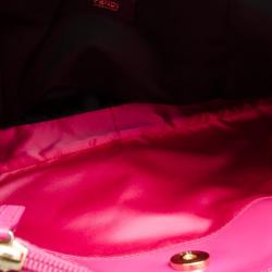 Pre Owned Fendi Black And Pink Zucchino Canvas Charm Detail Hobo