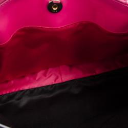 Pre Owned Fendi Black And Pink Zucchino Canvas Charm Detail Hobo