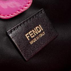 Pre Owned Fendi Black And Pink Zucchino Canvas Charm Detail Hobo