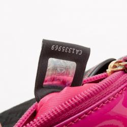 Pre Owned Fendi Black And Pink Zucchino Canvas Charm Detail Hobo