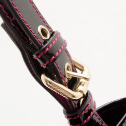 Pre Owned Fendi Black And Pink Zucchino Canvas Charm Detail Hobo