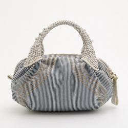 Pre Owned Fendi Striped Denim Spy Bag