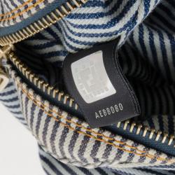 Pre Owned Fendi Striped Denim Spy Bag
