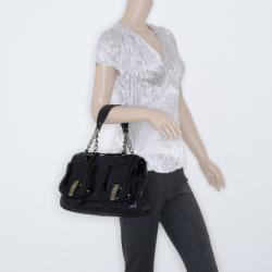 Pre Owned Fendi Black Leather Flap B Bag