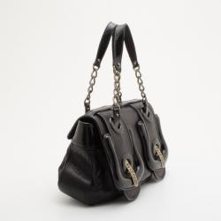 Pre Owned Fendi Black Leather Flap B Bag