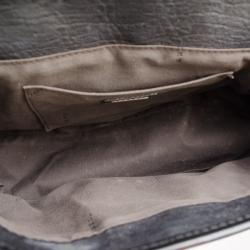 Pre Owned Fendi Black Leather Flap B Bag