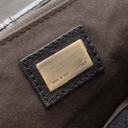 Pre Owned Fendi Black Leather Flap B Bag