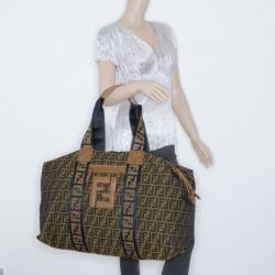 Pre Owned Fendi Tobacco Zucca Canvas Large Boston Bag