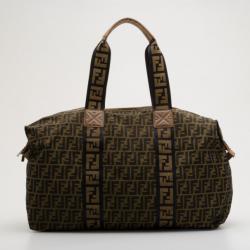 Pre Owned Fendi Tobacco Zucca Canvas Large Boston Bag