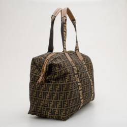 Pre Owned Fendi Tobacco Zucca Canvas Large Boston Bag