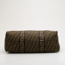 Pre Owned Fendi Tobacco Zucca Canvas Large Boston Bag