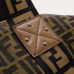 Pre Owned Fendi Tobacco Zucca Canvas Large Boston Bag