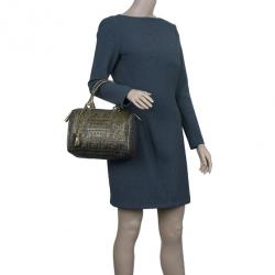 Pre Owned حقيبة يد بوسطن فندي زوكا طبع بالازو جلد ذهبية