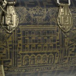 Pre Owned حقيبة يد بوسطن فندي زوكا طبع بالازو جلد ذهبية