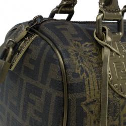 Pre Owned حقيبة يد بوسطن فندي زوكا طبع بالازو جلد ذهبية