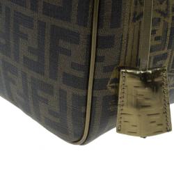 Pre Owned حقيبة يد بوسطن فندي زوكا طبع بالازو جلد ذهبية