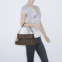 Pre Owned Fendi Zucca Tobacco Chef Hobo