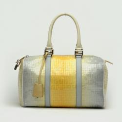 Pre Owned Fendi Yellow & Blue Sequined Forever Boston Satchel 