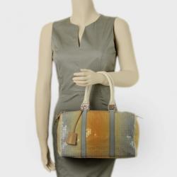 Pre Owned Fendi Yellow & Blue Sequined Forever Boston Satchel 