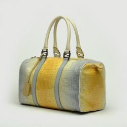 Pre Owned Fendi Yellow & Blue Sequined Forever Boston Satchel 