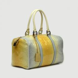 Pre Owned Fendi Yellow & Blue Sequined Forever Boston Satchel 