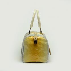 Pre Owned Fendi Yellow & Blue Sequined Forever Boston Satchel 