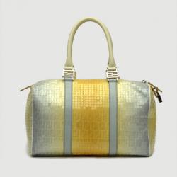 Pre Owned Fendi Yellow & Blue Sequined Forever Boston Satchel 