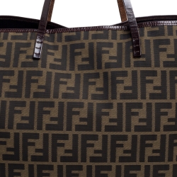 مملوكة مسبقًا Fendi Tobacco Zucca Canvas and Leather Shopper Tote