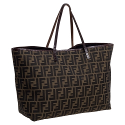 مملوكة مسبقًا Fendi Tobacco Zucca Canvas and Leather Shopper Tote