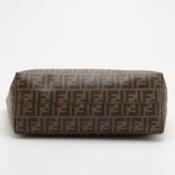 Pre Owned Fendi Brown Zucca Spalmati Flags Cherry Tree Print Tote