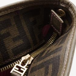 Pre Owned Fendi Brown Zucca Spalmati Flags Cherry Tree Print Tote