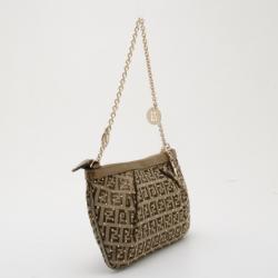 Pre Owned Fendi Zucchino Studded Chain Handle Pochette