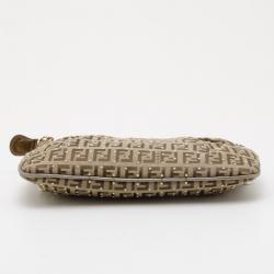Pre Owned Fendi Zucchino Studded Chain Handle Pochette