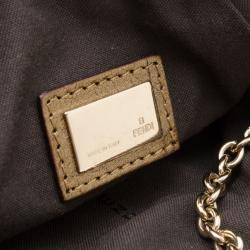 Pre Owned Fendi Zucchino Studded Chain Handle Pochette