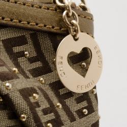 Pre Owned Fendi Zucchino Studded Chain Handle Pochette