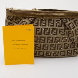 Pre Owned Fendi Zucchino Studded Chain Handle Pochette